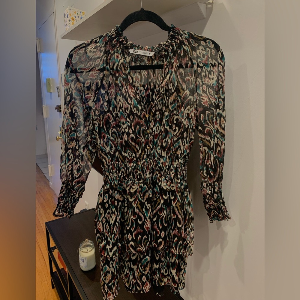 Zara Printed Long Sleeve Dress